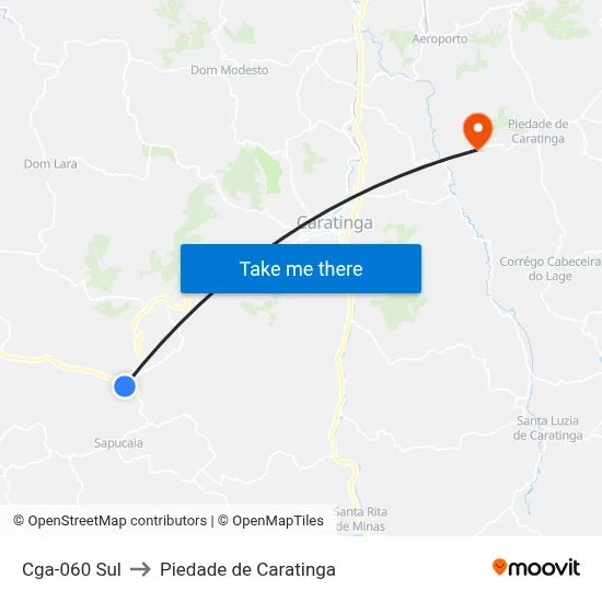 Cga-060 Sul to Piedade de Caratinga map
