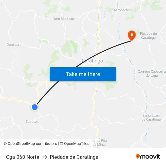 Cga-060 Norte to Piedade de Caratinga map