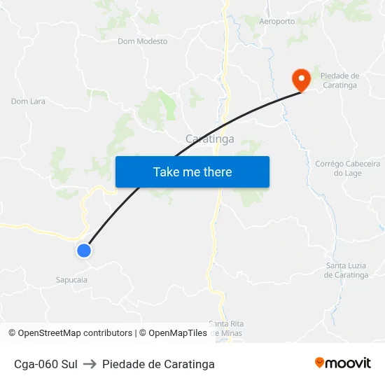 Cga-060 Sul to Piedade de Caratinga map