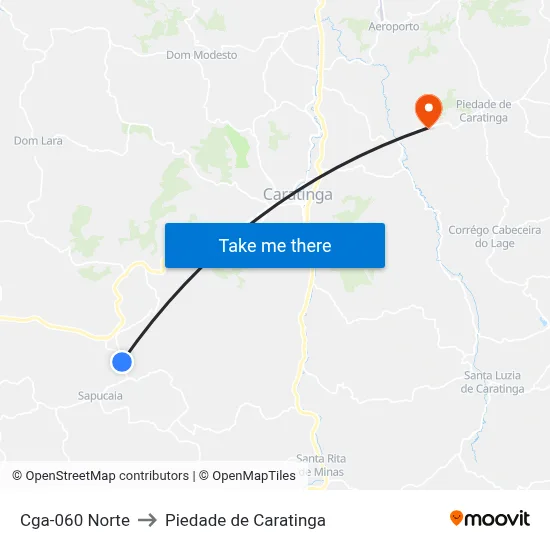 Cga-060 Norte to Piedade de Caratinga map
