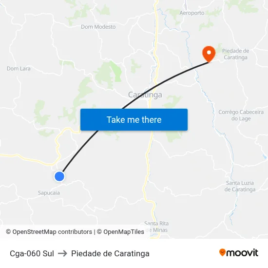 Cga-060 Sul to Piedade de Caratinga map