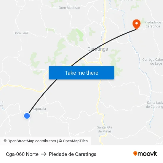 Cga-060 Norte to Piedade de Caratinga map