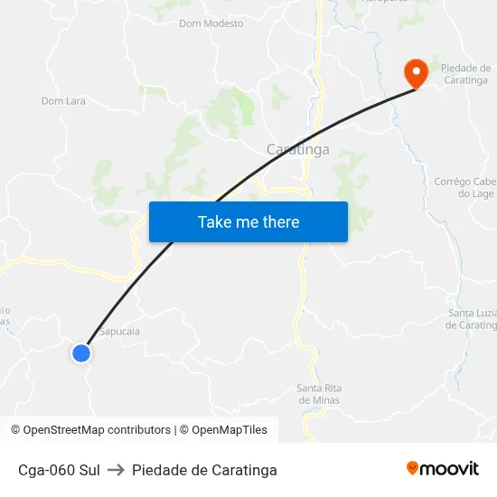 Cga-060 Sul to Piedade de Caratinga map