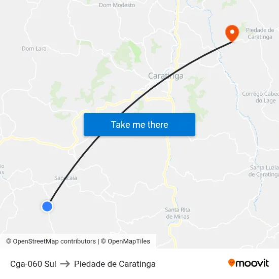 Cga-060 Sul to Piedade de Caratinga map