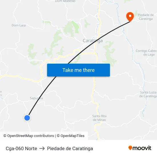 Cga-060 Norte to Piedade de Caratinga map
