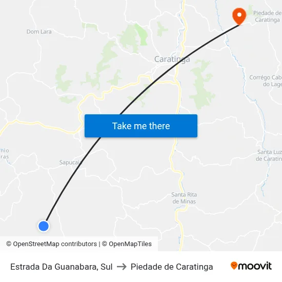 Estrada Da Guanabara, Sul to Piedade de Caratinga map
