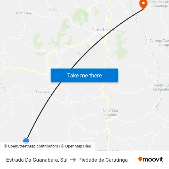 Estrada Da Guanabara, Sul to Piedade de Caratinga map