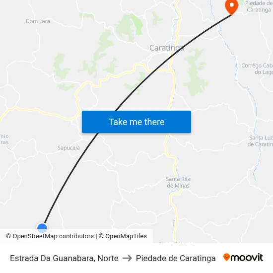 Estrada Da Guanabara, Norte to Piedade de Caratinga map