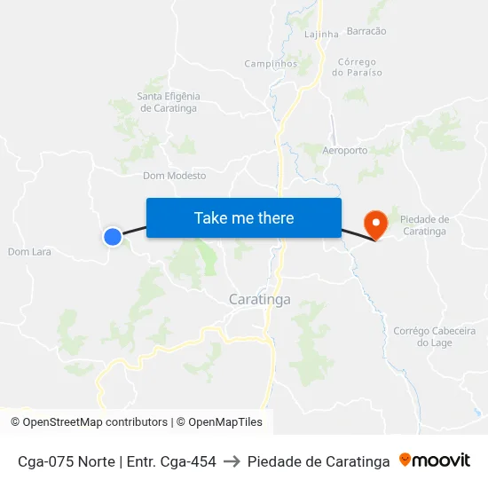 Cga-075 Norte | Entr. Cga-454 to Piedade de Caratinga map
