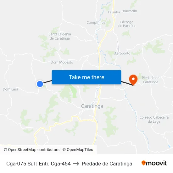 Cga-075 Sul | Entr. Cga-454 to Piedade de Caratinga map