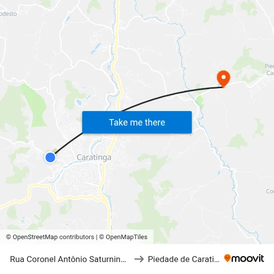 Rua Coronel Antônio Saturnino, 825 to Piedade de Caratinga map