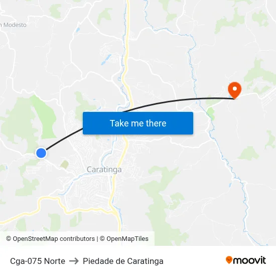 Cga-075 Norte to Piedade de Caratinga map