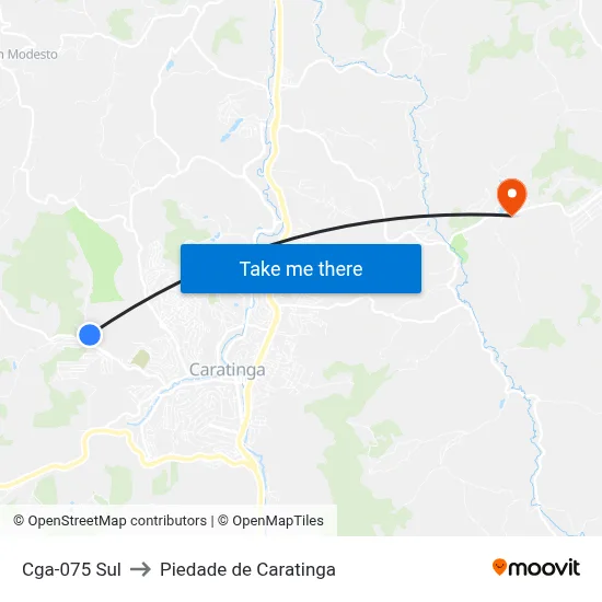 Cga-075 Sul to Piedade de Caratinga map