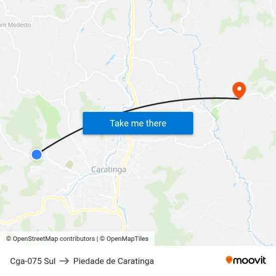 Cga-075 Sul to Piedade de Caratinga map