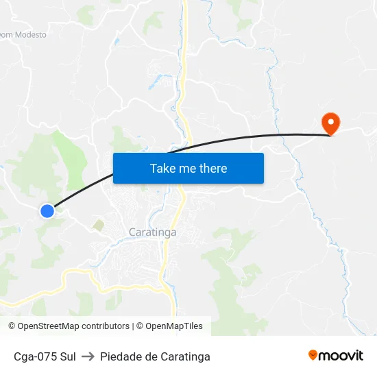 Cga-075 Sul to Piedade de Caratinga map