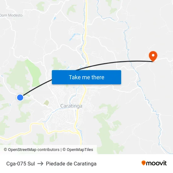 Cga-075 Sul to Piedade de Caratinga map