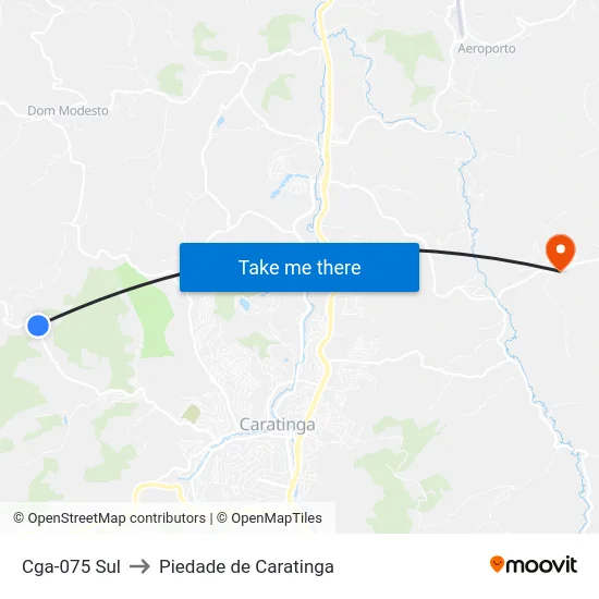Cga-075 Sul to Piedade de Caratinga map