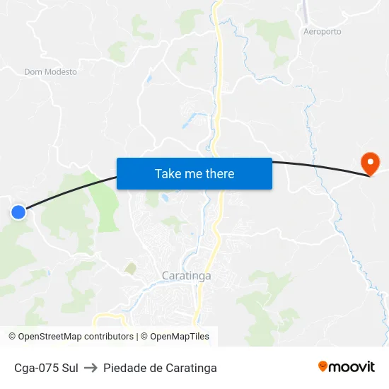 Cga-075 Sul to Piedade de Caratinga map