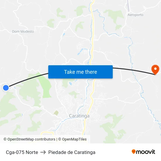 Cga-075 Norte to Piedade de Caratinga map