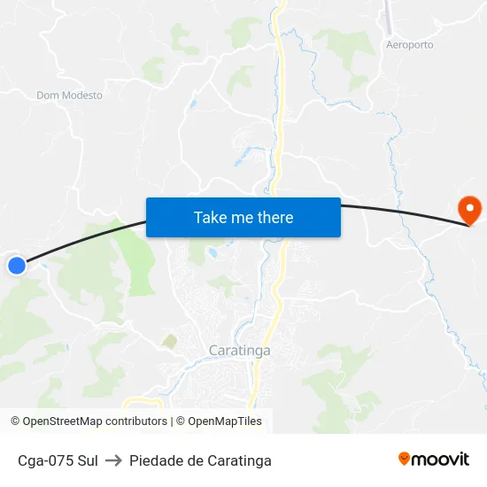 Cga-075 Sul to Piedade de Caratinga map