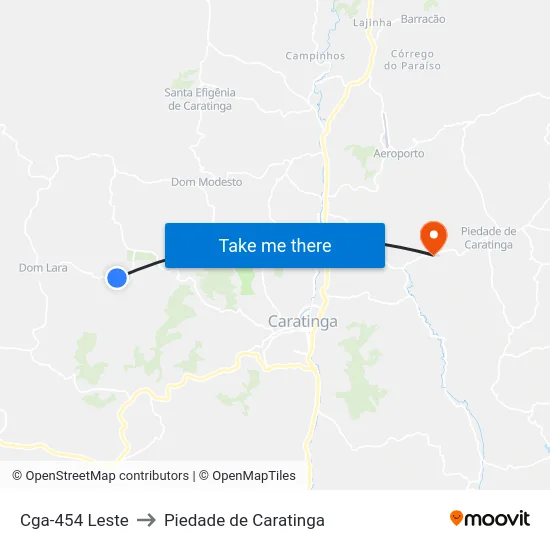 Cga-454 Leste to Piedade de Caratinga map