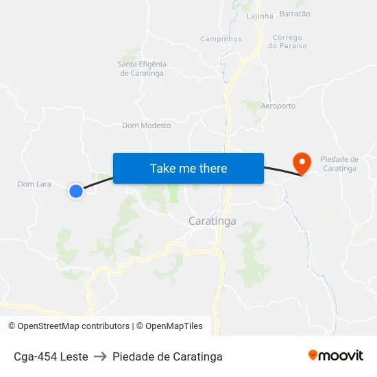 Cga-454 Leste to Piedade de Caratinga map