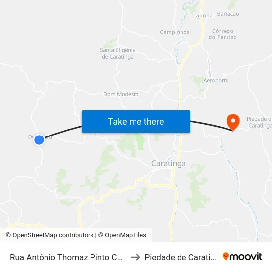 Rua Antônio Thomaz Pinto Corrêa to Piedade de Caratinga map