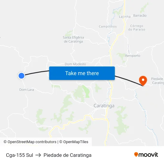 Cga-155 Sul to Piedade de Caratinga map