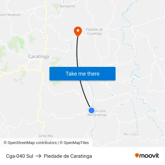 Cga-040 Sul to Piedade de Caratinga map