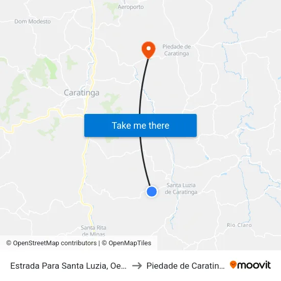 Estrada Para Santa Luzia, Oeste to Piedade de Caratinga map