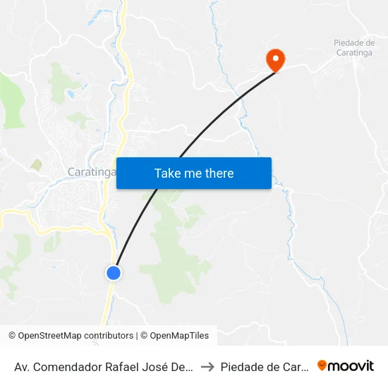 Av. Comendador Rafael José De Lima, 701 to Piedade de Caratinga map