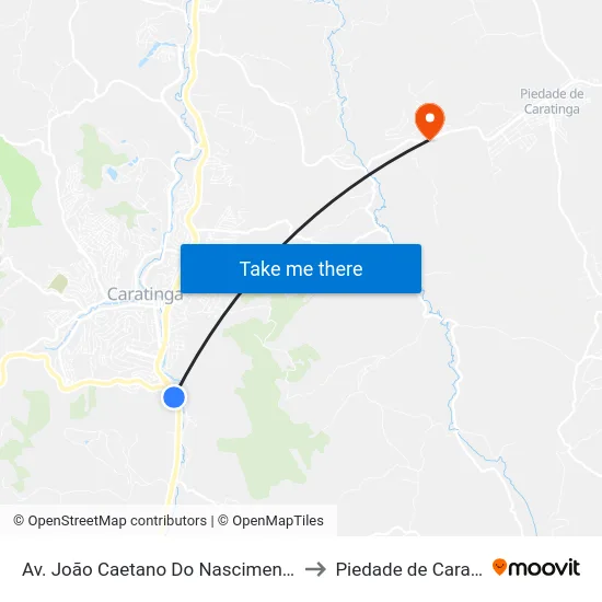 Av. João Caetano Do Nascimento, 1400 to Piedade de Caratinga map