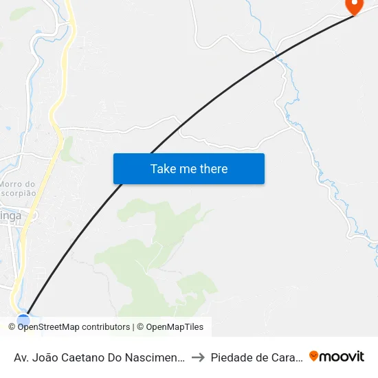 Av. João Caetano Do Nascimento, 1220 to Piedade de Caratinga map