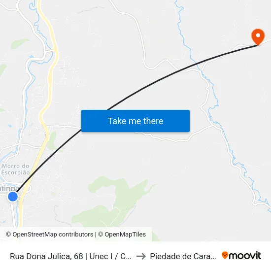 Rua Dona Julica, 68 | Unec I / Chuletão to Piedade de Caratinga map