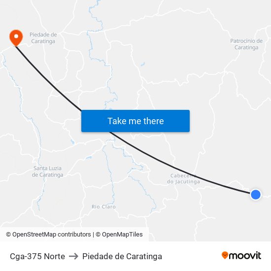 Cga-375 Norte to Piedade de Caratinga map
