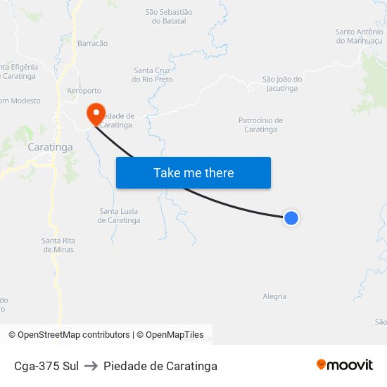 Cga-375 Sul to Piedade de Caratinga map