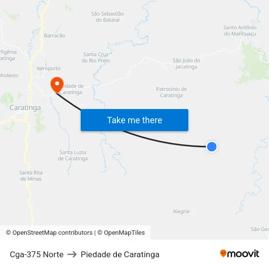 Cga-375 Norte to Piedade de Caratinga map