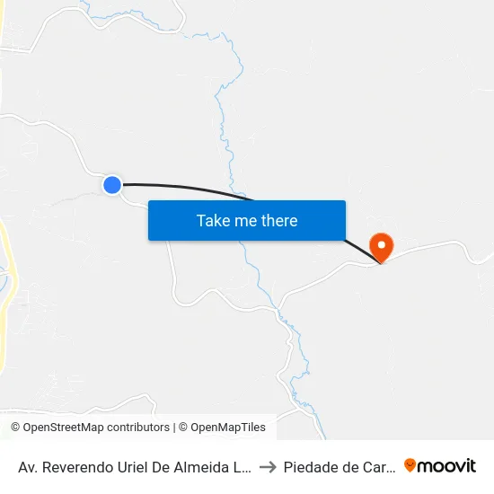 Av. Reverendo Uriel De Almeida Leitão, 1500 to Piedade de Caratinga map