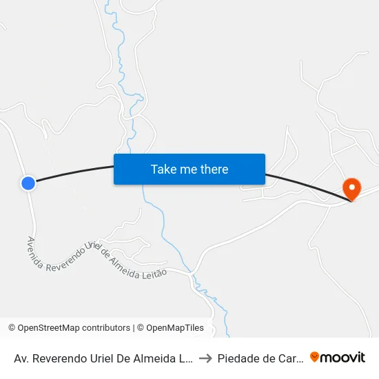 Av. Reverendo Uriel De Almeida Leitão, 2451 to Piedade de Caratinga map