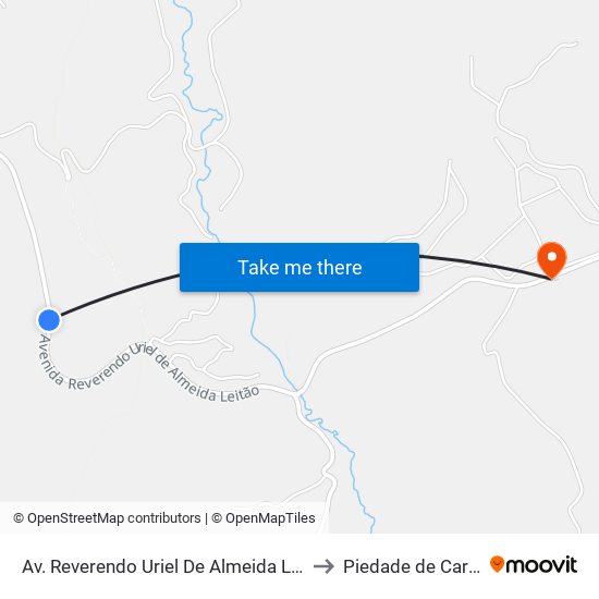 Av. Reverendo Uriel De Almeida Leitão, 2700 to Piedade de Caratinga map