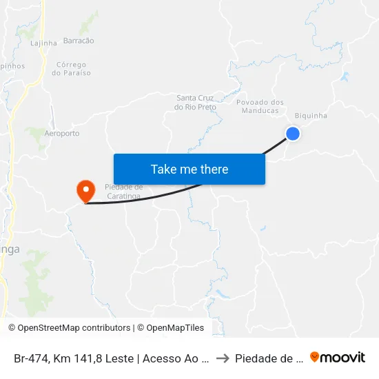 Br-474, Km 141,8 Leste | Acesso Ao Povoado Dos Manducas to Piedade de Caratinga map
