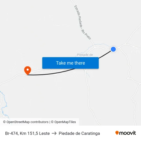 Br-474, Km 151,5 Leste to Piedade de Caratinga map