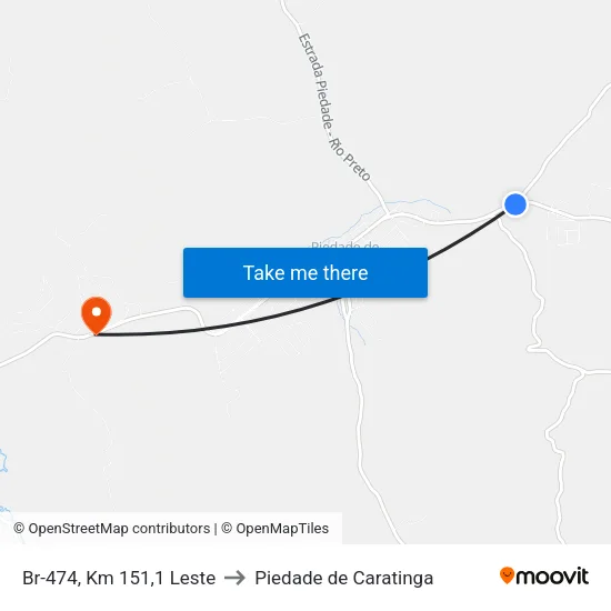 Br-474, Km 151,1 Leste to Piedade de Caratinga map