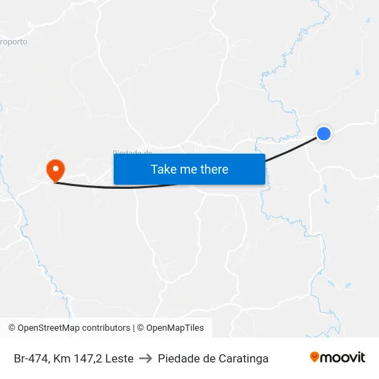 Br-474, Km 147,2 Leste to Piedade de Caratinga map