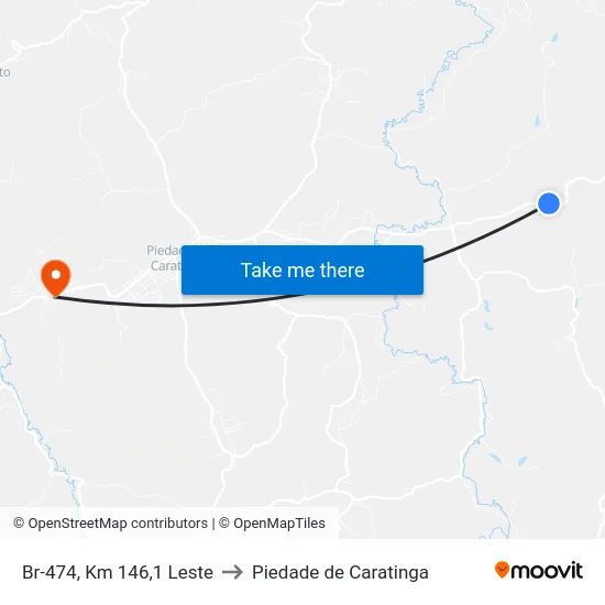 Br-474, Km 146,1 Leste to Piedade de Caratinga map