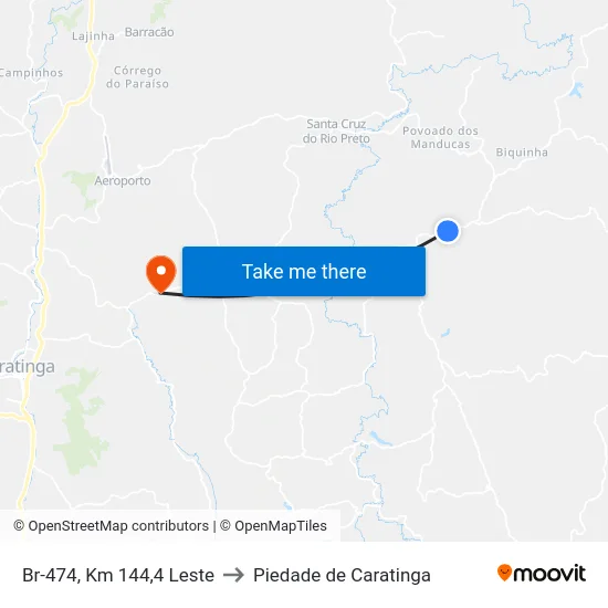 Br-474, Km 144,4 Leste to Piedade de Caratinga map
