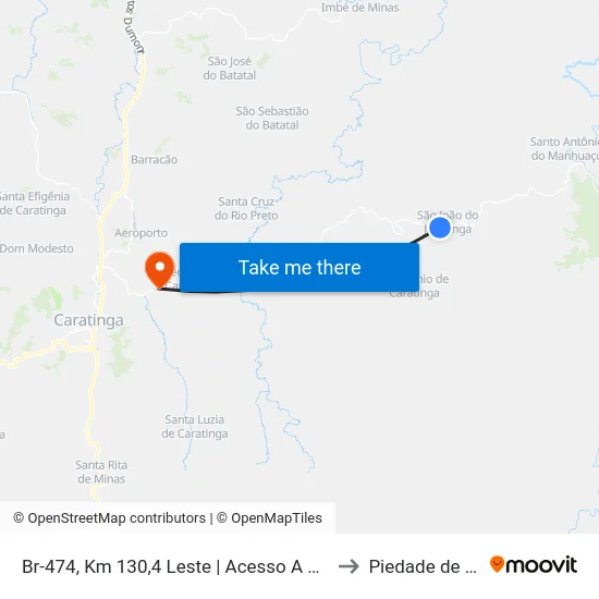 Br-474, Km 130,4 Leste | Acesso A Patrocínio De Caratinga to Piedade de Caratinga map