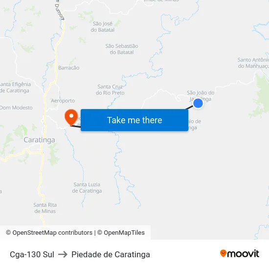 Cga-130 Sul to Piedade de Caratinga map
