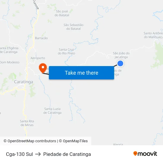 Cga-130 Sul to Piedade de Caratinga map