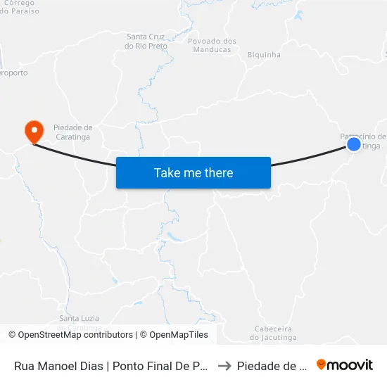 Rua Manoel Dias | Ponto Final De Patrocínio De Caratinga to Piedade de Caratinga map